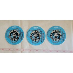 Lot of 3 Brother Disney Steamboat Willie Mickey Mouse 1928 Blue Stickers 2.75"